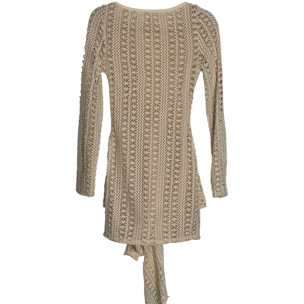 Salty Women Cream Crochet Lace Up Front Tie Mini‎ Dress Small - Picture 3 of 6